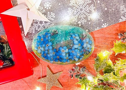 Miniatura 2 de Jabonera pequeña Forget Me Not, vidrio fundido, 4.5 x 3 pulgadas, forma ovalada (colección de platos)