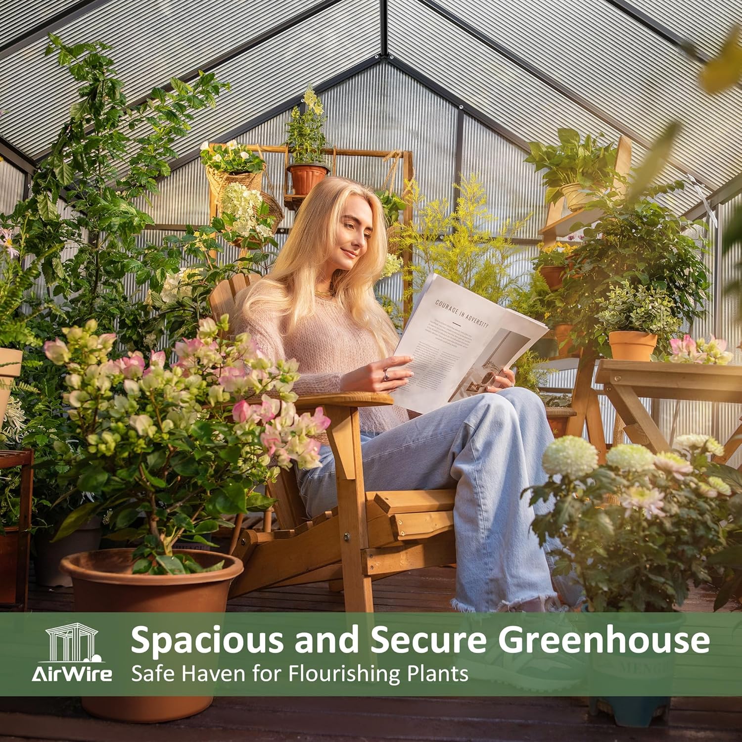 8×12 FT Walk-in Greenhouse for Outdoors, Polycarbonate Greenhouse Kit with Roof Vent, Large Heavy Duty Green Houses for Outside Backyard Patio Garden, Black