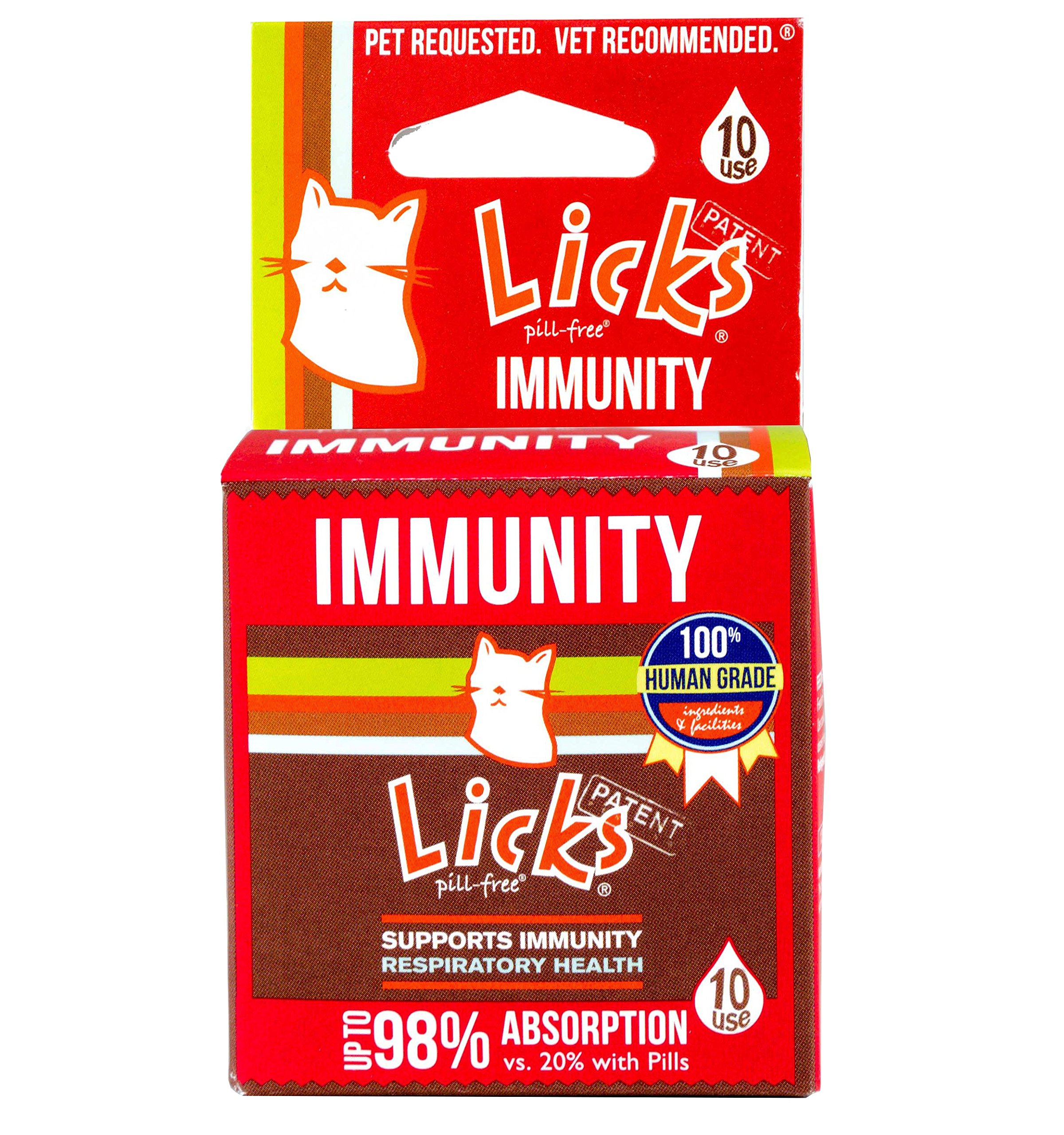 Licks Pill-Free Cat Immunity - Immune Support Cat Supplies - Respiratory Supplements - Health Supplies - Gel Packets - 10 Use