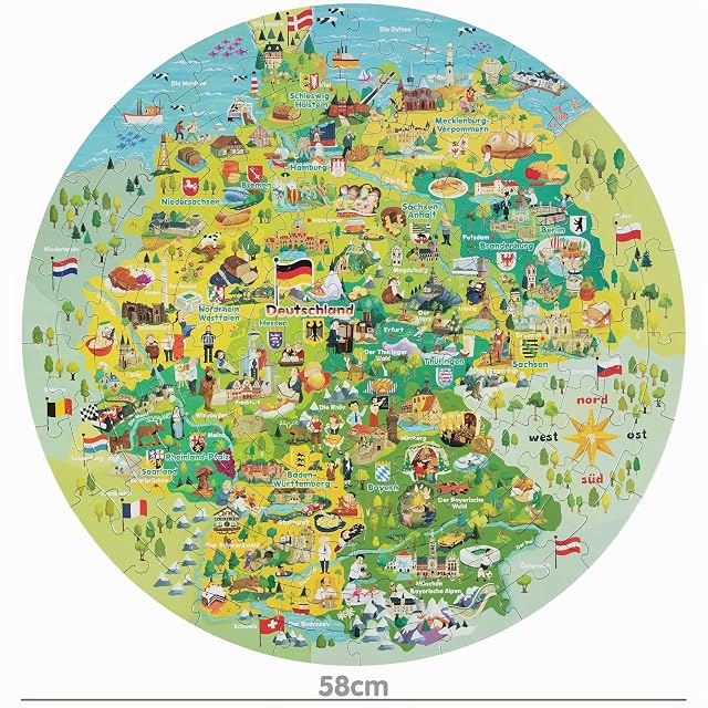 Foto 4 de 7 de Boppi Rompecabezas de 150 piezas para niños de 5 a 8 años, hechos con tarjeta 100% reciclada, mapa de Alemania