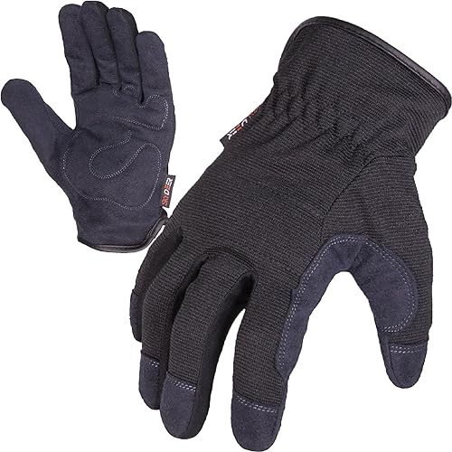 Miniatura 3 de SKYDEER Paquete de 3 pares de guantes de trabajo de cuero duraderos para jardinería y trabajo general (SD8810L)