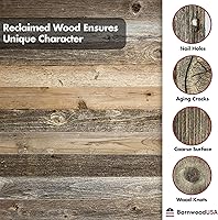 Vista 4 de BARNWOODUSA Estante de madera rústico con 2 tablones, repisa de pared de granja, gris envejecido natural