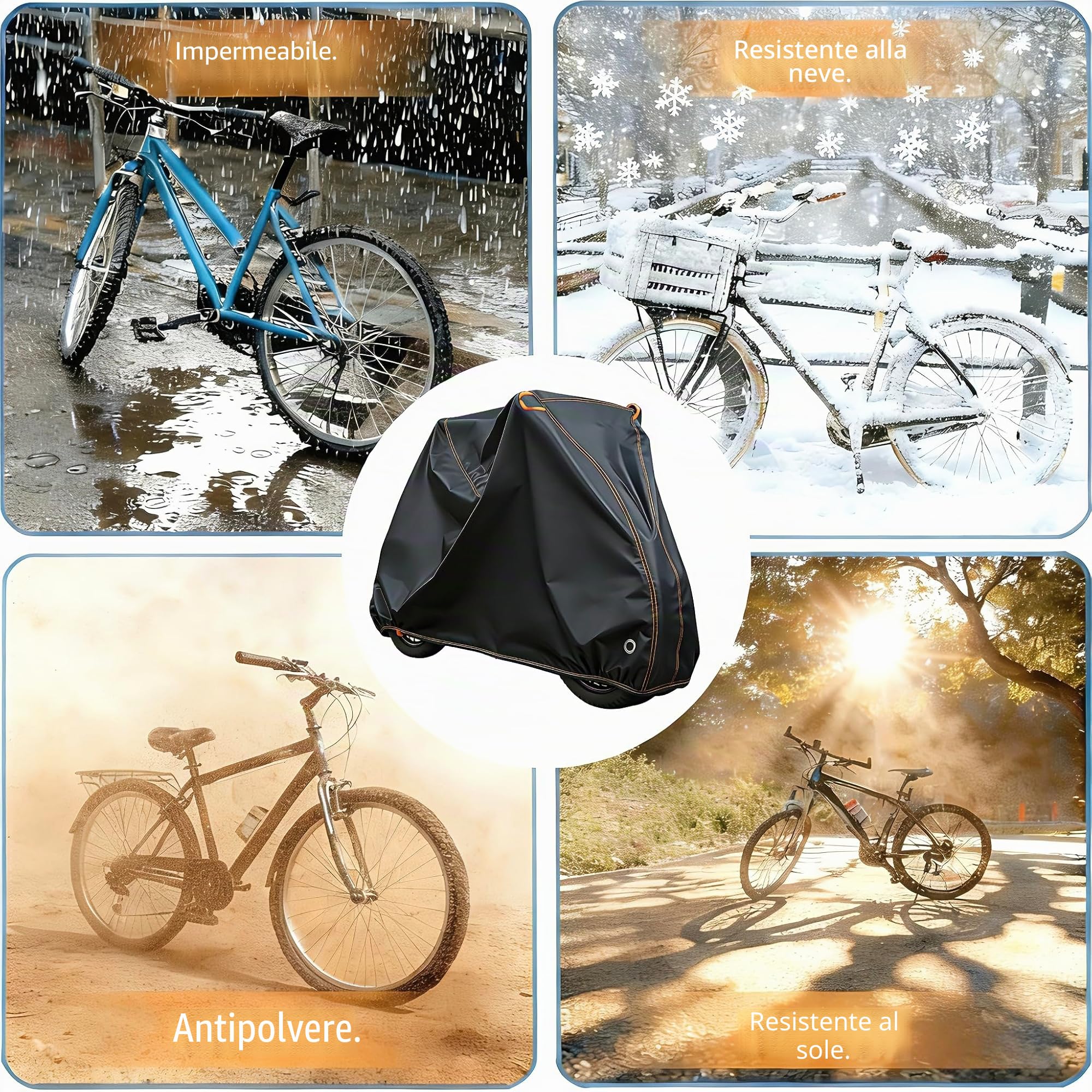 Telo Copri Bicicletta Da Esterno,500D Oxford Telo Copri Bicicletta Impermeabile,210x110x100cm,Copribici Telo Protettivo Antipioggia Con Fori Di Blocco e Custodi,Per Corsa/MTB/Elettrica/Moto