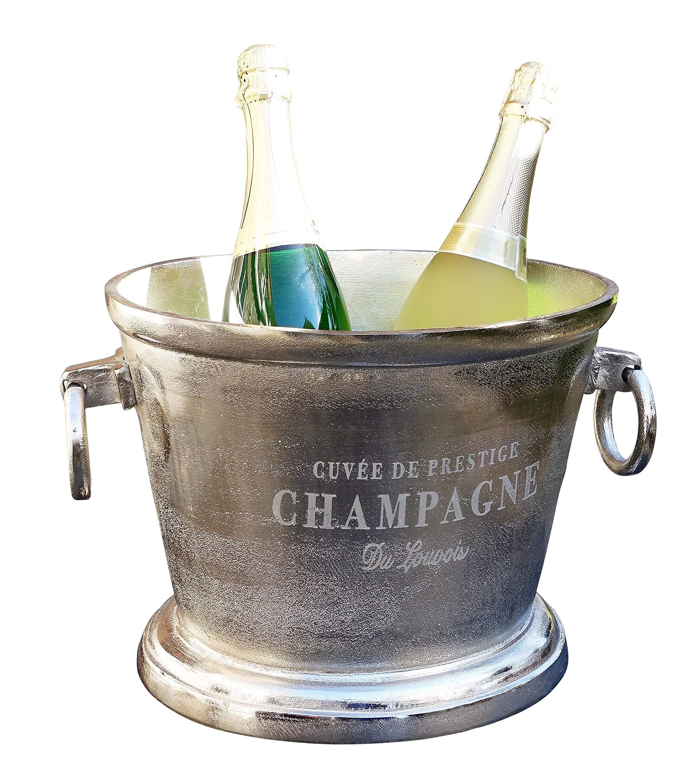 MichaelNoll - Secchiello del ghiaccio per Champagne, adatto per bottiglie di vino, per feste, in alluminio, colore argento, dimensione XXL, 38 cm