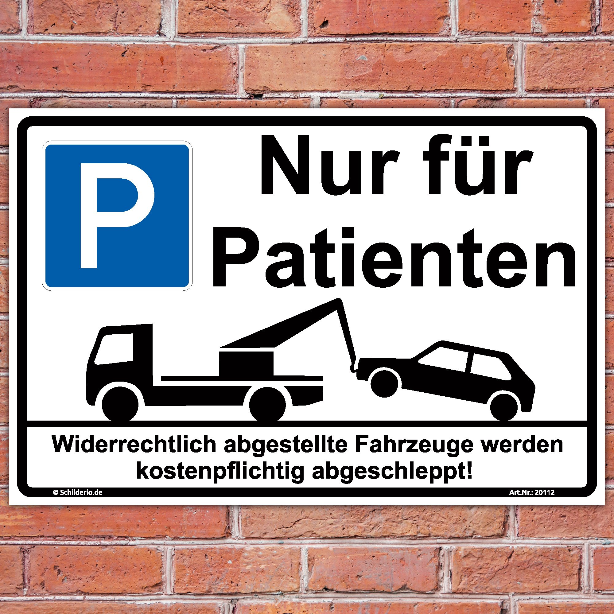 Schild "Parken - Nur für Patienten" Hinweisschild 600x400 mm stabile Aluminiumverbundplatte 3mm stark - inkl. 4 Eckbohrungen