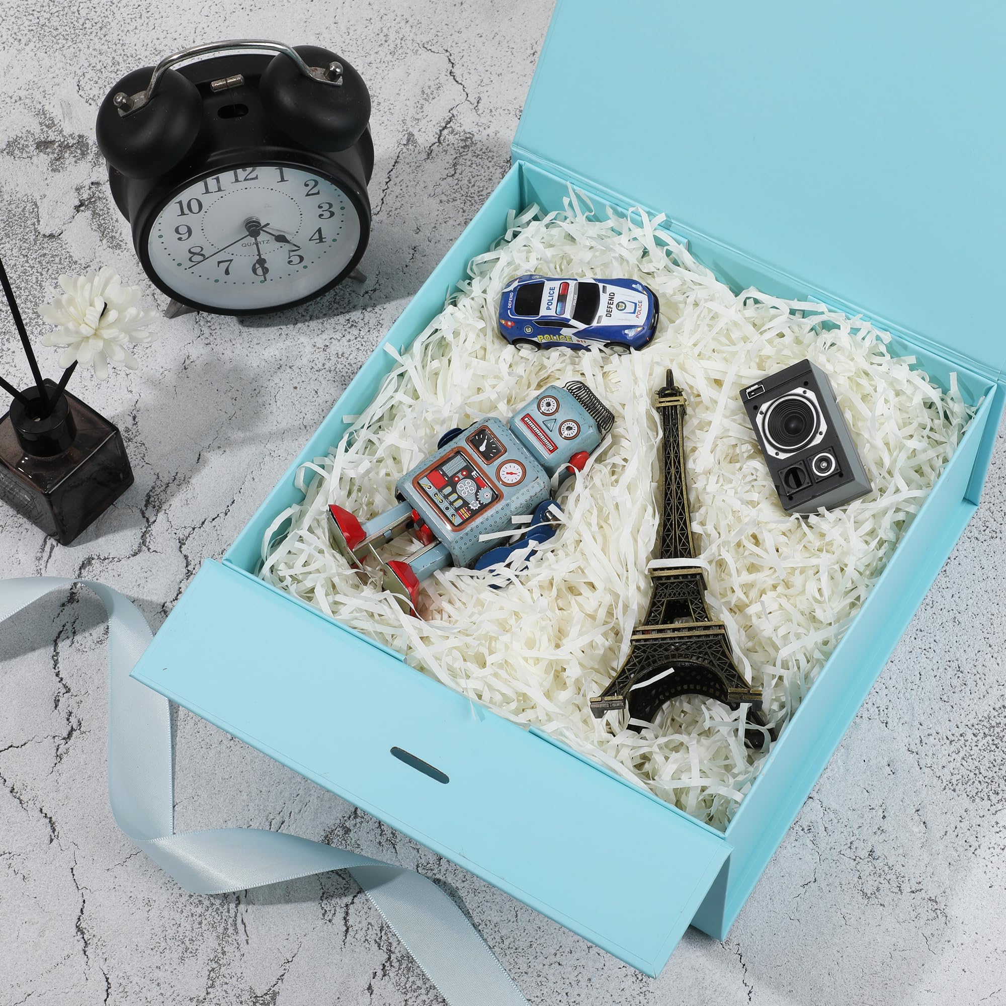 OEMVALATY Confezione da 6 scatole regalo, 30,5 x 20,3 x 11,4 cm, con coperchio magnetico e nastro, scatole per proposte di damigella d'onore per matrimoni, conservazioni, regali (blu)