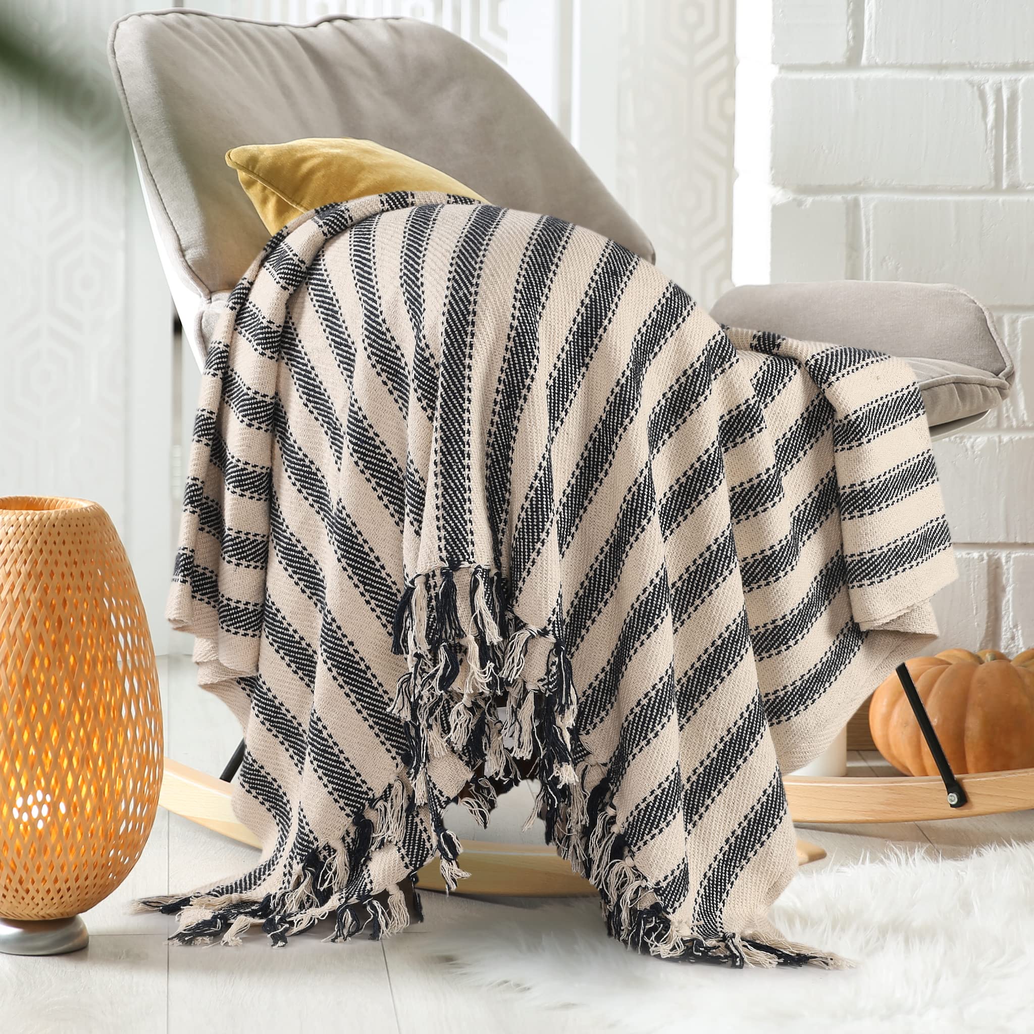 Sashaa World Beige Cotton Throw - Cozy Comfort -7