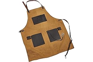 Bucket Boss Canvas and Leather Embossed Pockets and Bottle Opener BBQ Grilling Apron