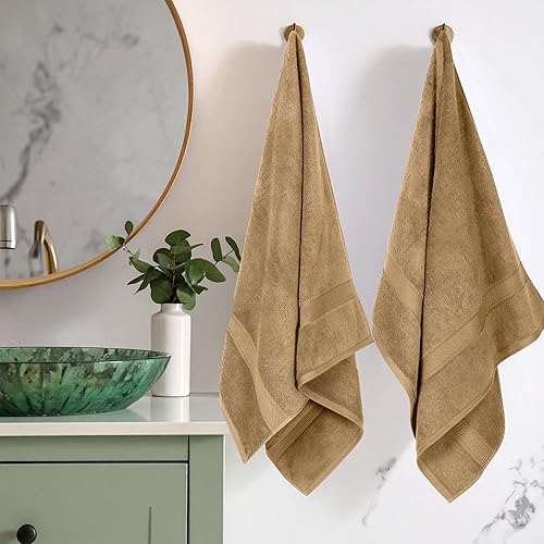 Miniatura 2 de SUPERIOR Madison TS - Juego de 2 toallas de baño, color tostado, 2 unidades