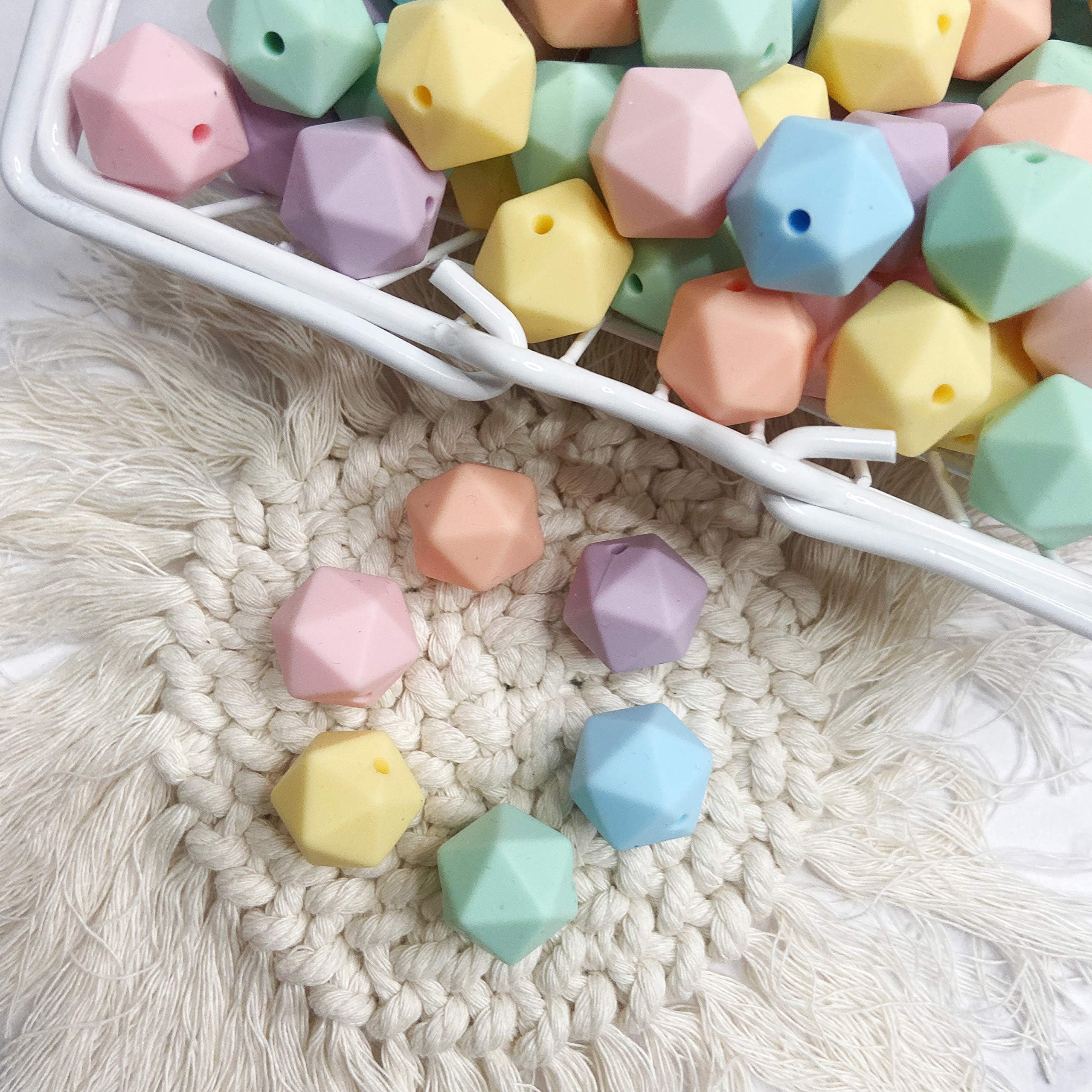 Silicone Multi-Faceted Beads 14mm 50pc Sensory Beads for DIY Nursing Necklace Bracelet