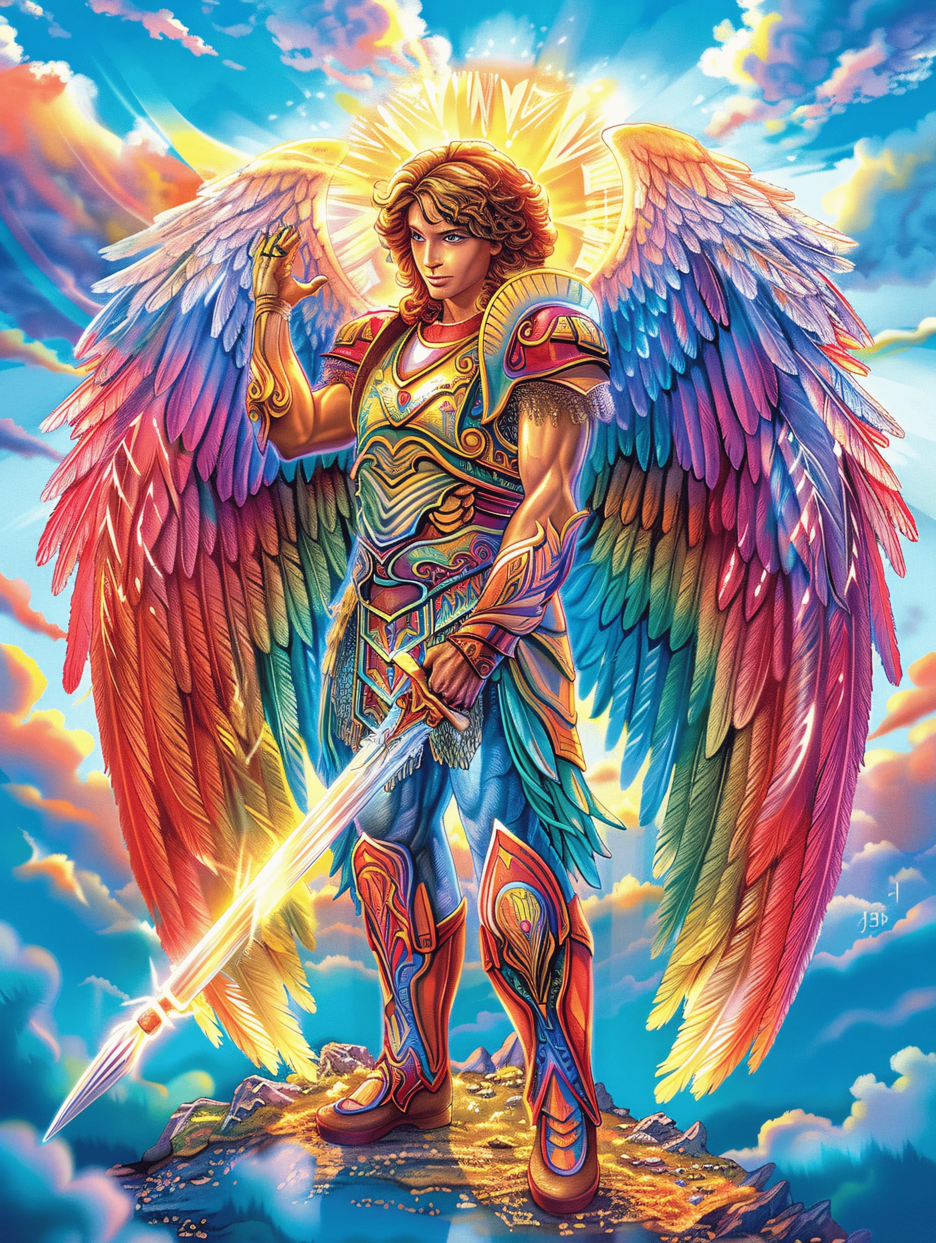 Archangel in Garden 1000 Pc Classic Jigsaw Puzzle Wild Animals Fantasy Fairy Tale Puzzle for Adults Hard Challenging Hobby Home Decor Poster Eco Friendly Material 1000 PCS