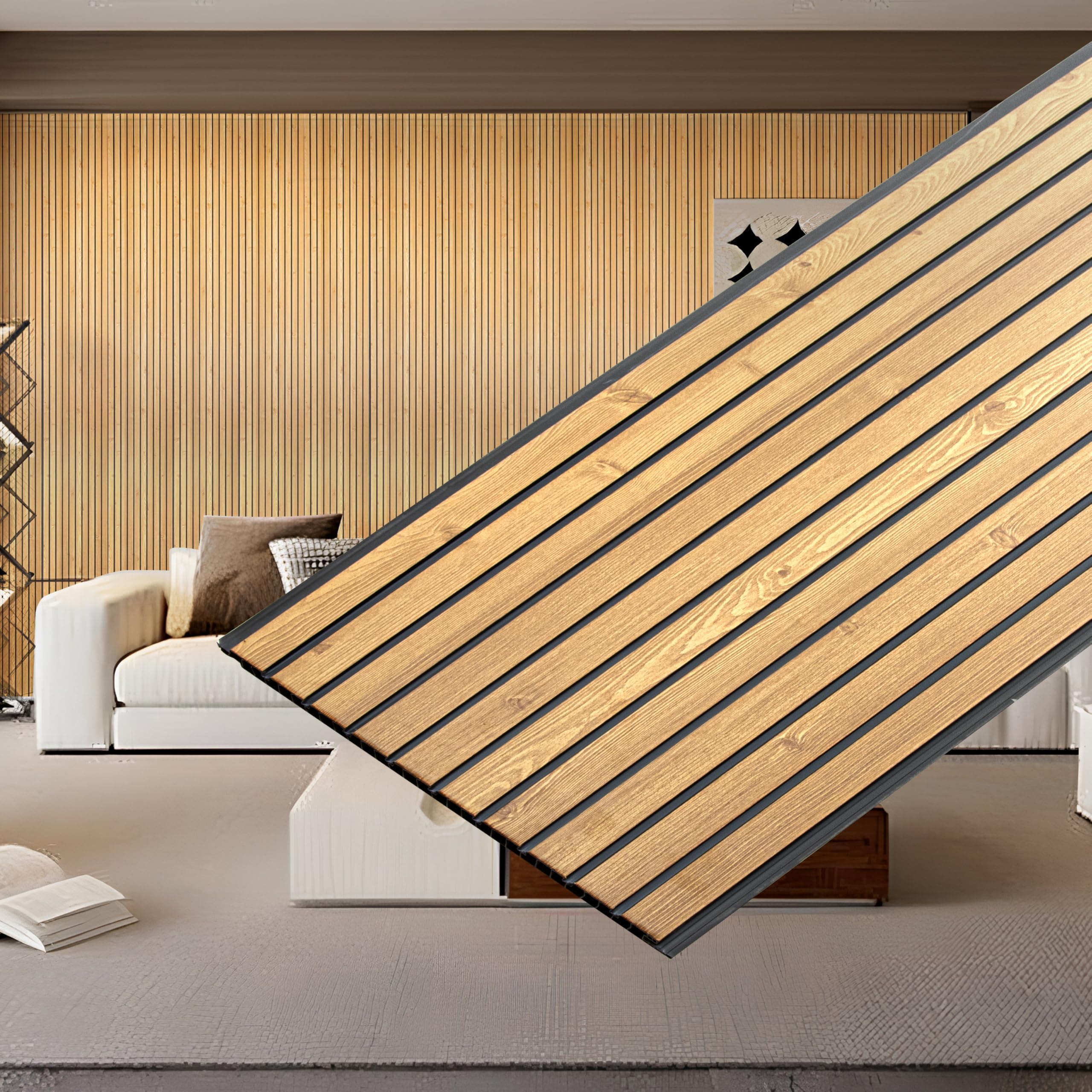 PVC 3D Fluted Wall Panels for Home Decor/Louvers Wall Panel 10 Feet/Eco-Friendly PVC Panels/Pack of 10 Covers 100 Sq. Ft (Golden Oak - 9G)