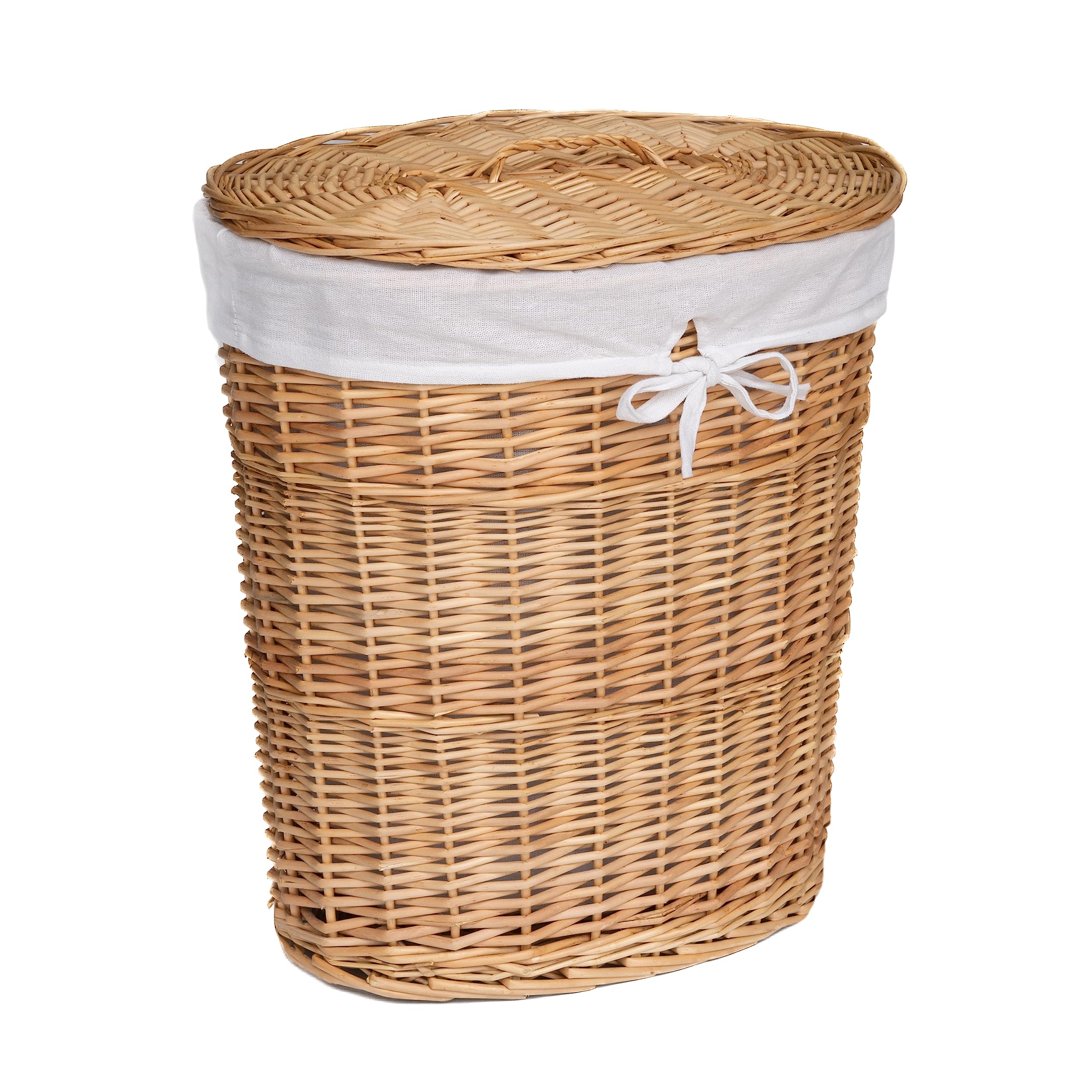 Cesto portabiancheria ovale marrone distillato con coperchio (grande, naturale)