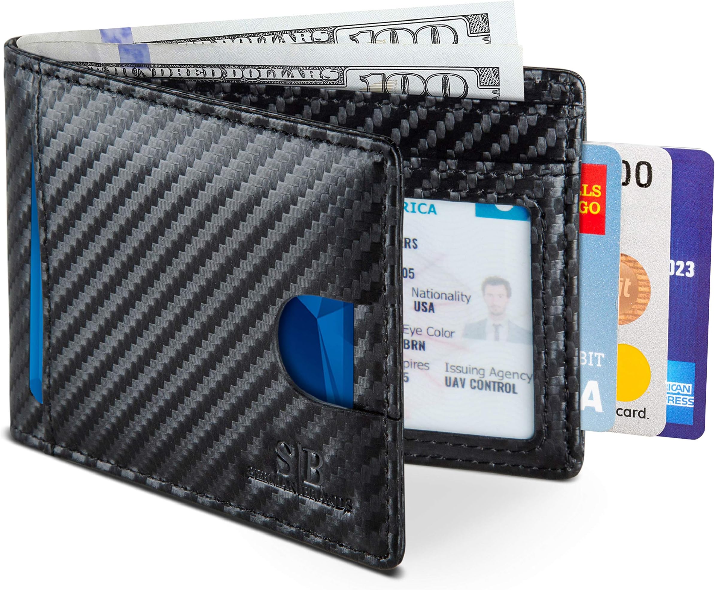 RFID Blocking Slim Bifold Genuine Leather Thin Minimalist Front Pocket Wallets for Men Billfold Wallet Men Gift