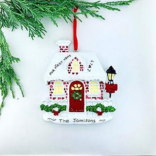 Personalized Bungalow Ornament, New House Ornament, Family House, House In The Snow, 2019