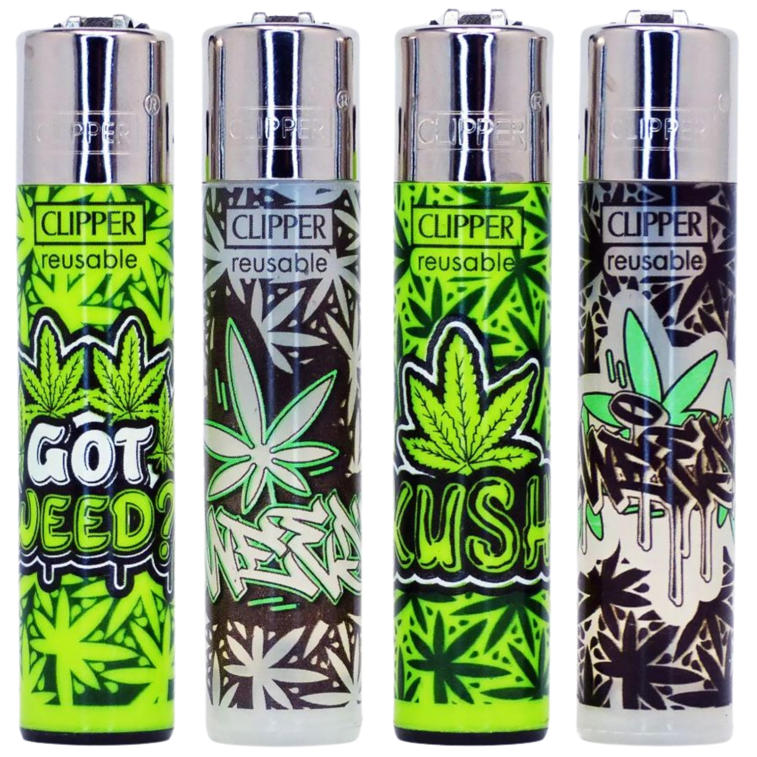 ZACTLY - 4 x Clipper Lighter JAMAICAN SOFT TOUCH Design Set Gas Refillable Windproof Lighters Standarad Size Replaceable Flint Rare Limited Edition