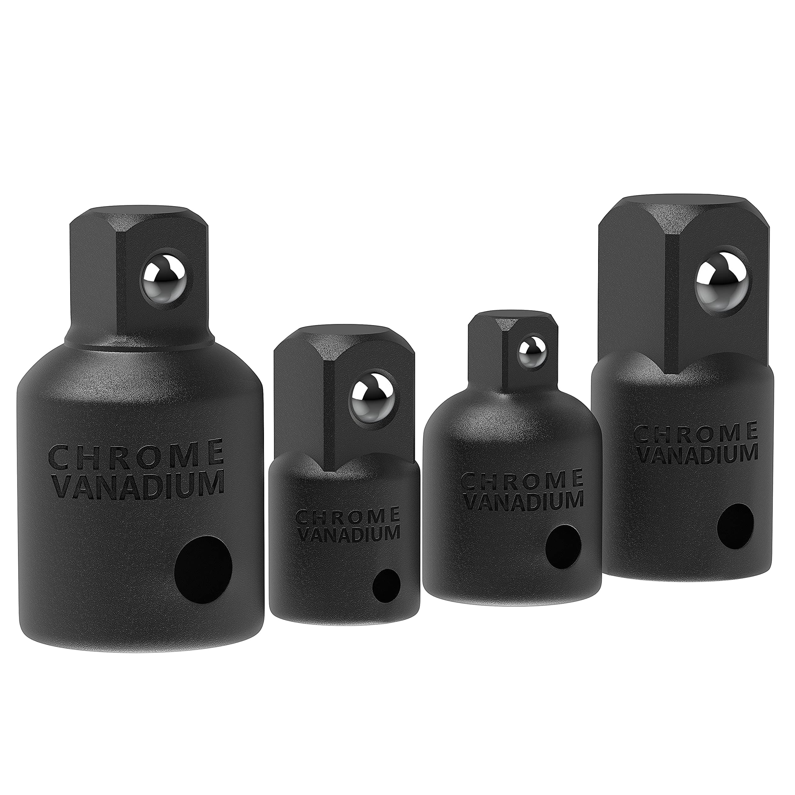 Dolaso Black 4Pcs Impact Socket Adapter Set, Holder High Speed Nut Driver 1/4", 3/8" And 1/2" Drive, 4 Impact Socket Adapter Reducer 1/4" 3/8" 1/2"