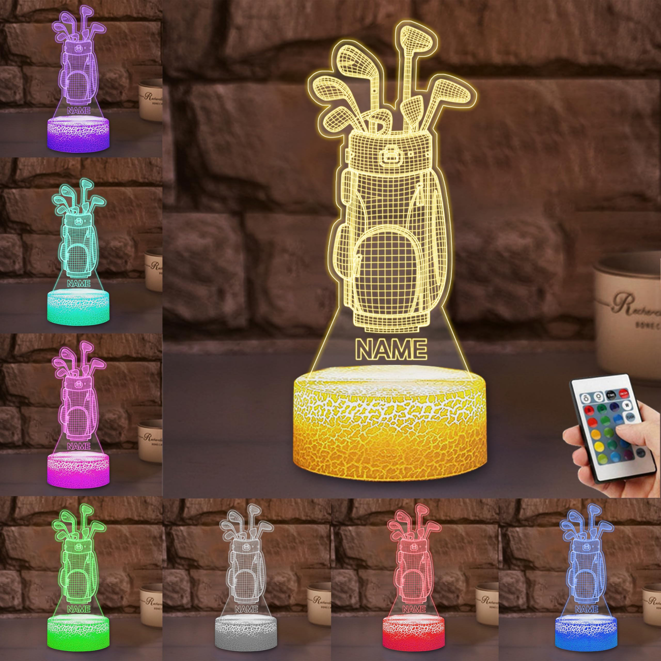Kkiioexx Boys Style 33 Personalized Golf Night Light,Custom Table Illusion Lamp With 16 Colors Remote,Decor For Kids Room,Golf Gifts For Sport Fans Girls