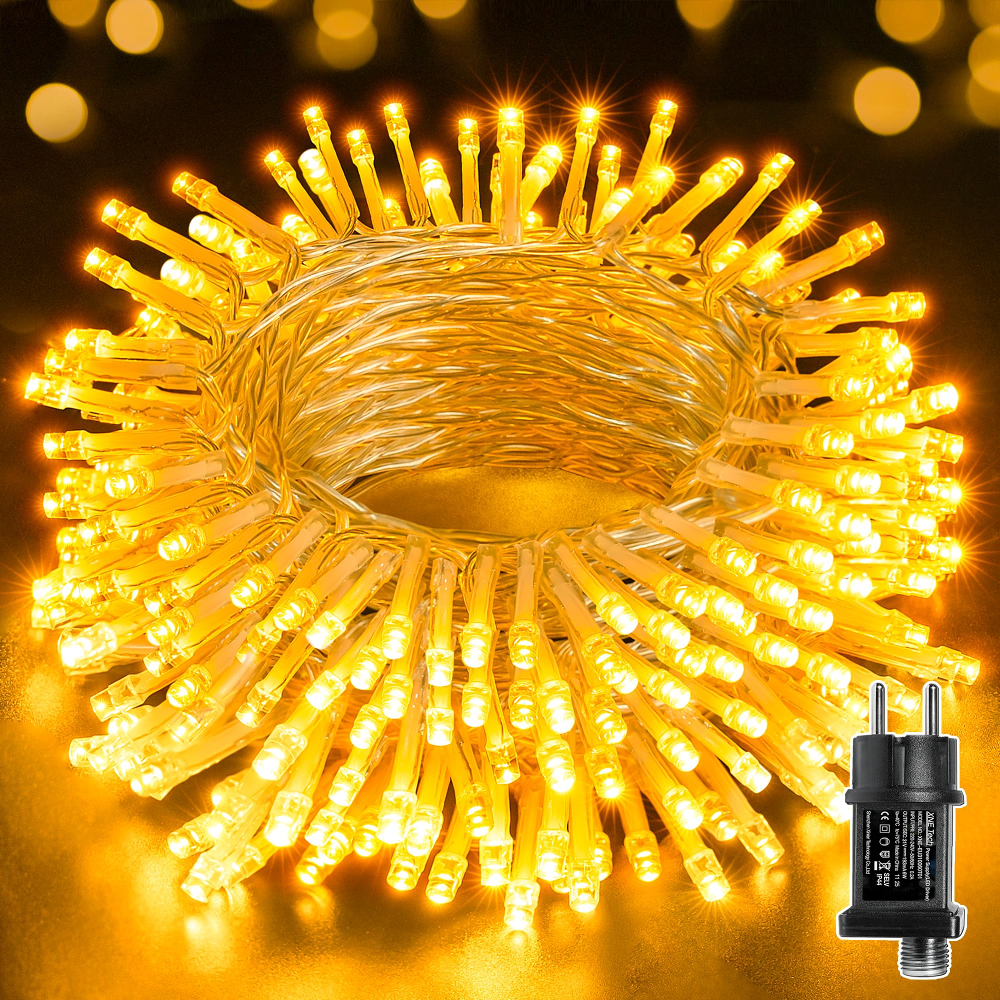 Ollny Lichterkette außen 10M, 100 LED Lichterketten innen, wasserdicht outdoor für Garten Balkon Camping Zimmer Party