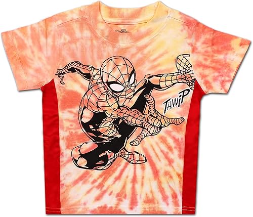 Marvel Camiseta de Spiderman para niños pequeños y pequeños, color rojo