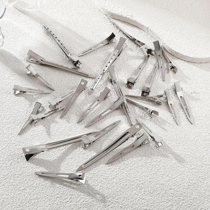 100 Pinzas metálicas plateadas para cabello miniatura 7