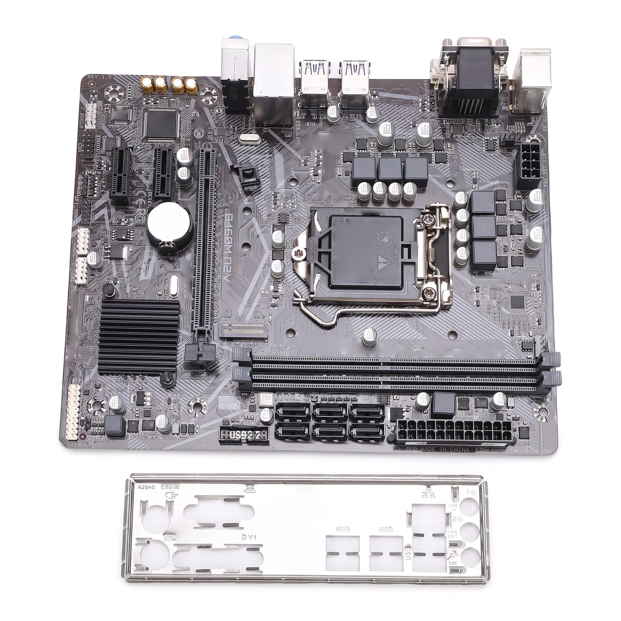 gowenic b460m d2v computer motherboard, lga 1200 ddr4 m atx pc gaming motherboard for core i9 i7 i5 i3, serial ata iii, dvi and vga port, usb 3.2, usb 2.0, 1xpci e x1