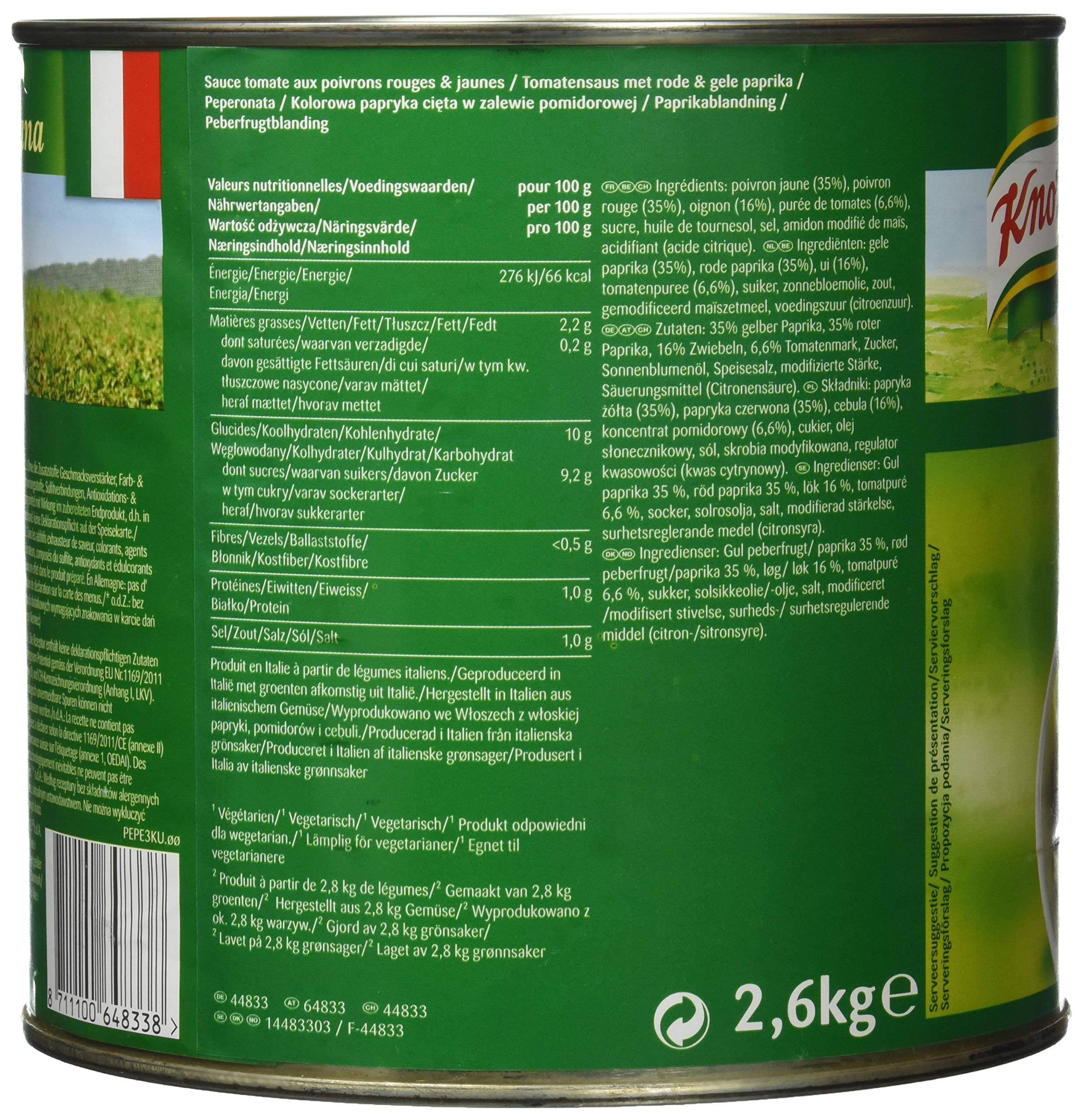 Knorr Peperonata Paprikasauce stückig, 1er Pack (1 x 2.6 kg)