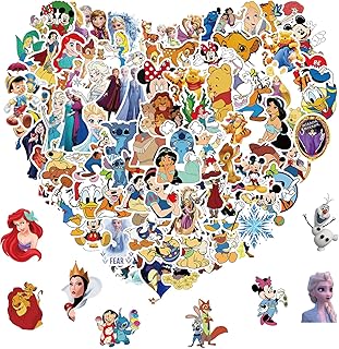 100 peças de adesivos de desenho animado da Disney para garrafa de água infantil, kawaii, princesa, impermeável, vinil, para adultos, adolescentes, meninas, laptop, skate, bicicleta, guitarra, laggage