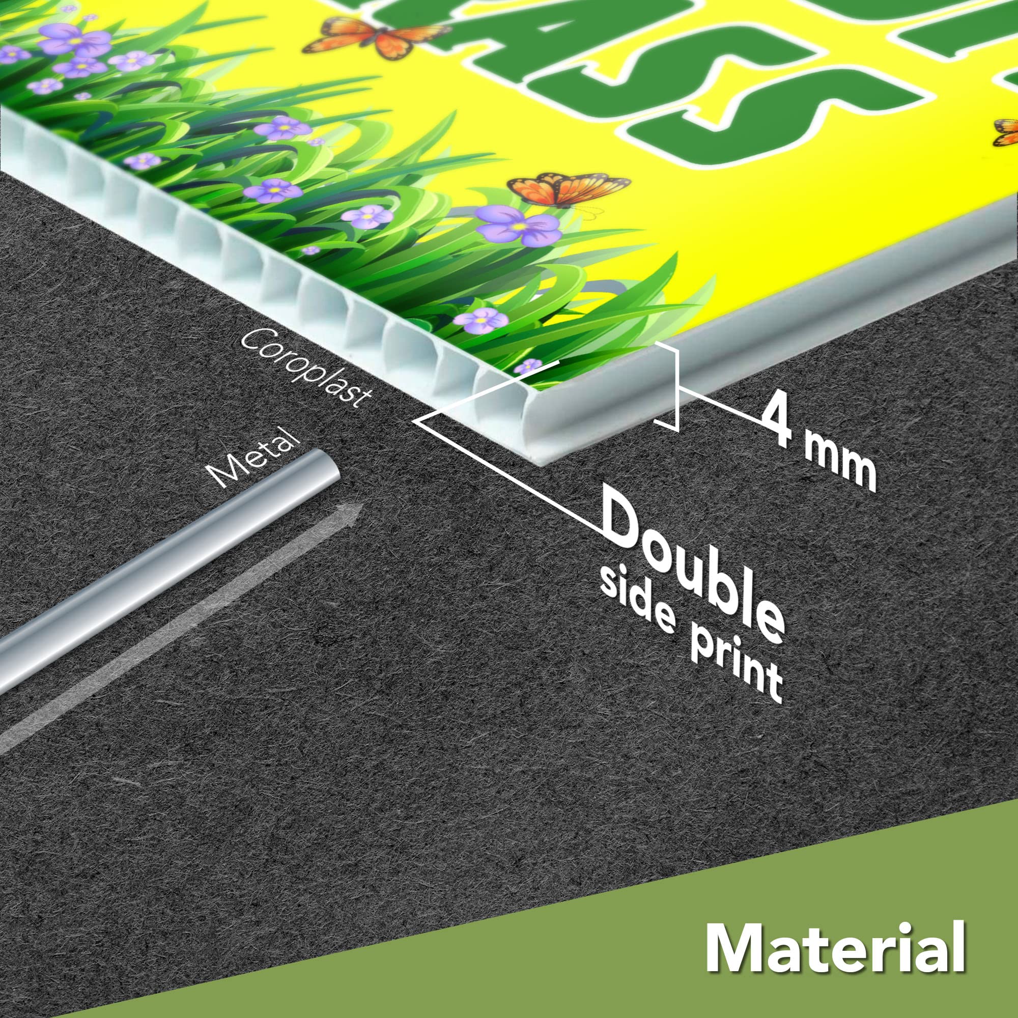 2 Schilder 'Bitte Nicht Auf Rasen Fahren/parken' - Doppelseitig 20,3x30,5cm