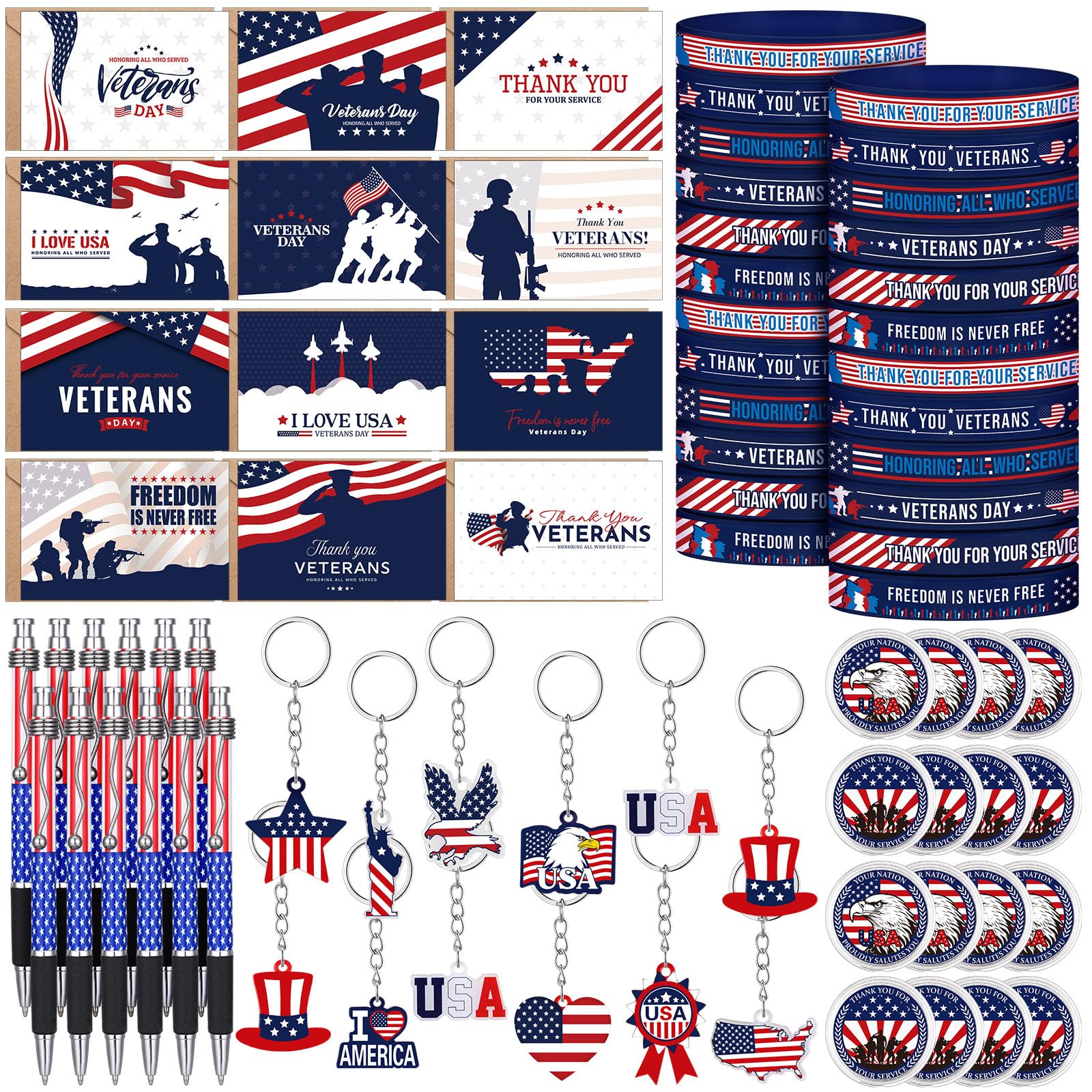 Cartes de remerciement et bracelets silicone drapeau américain à offrir