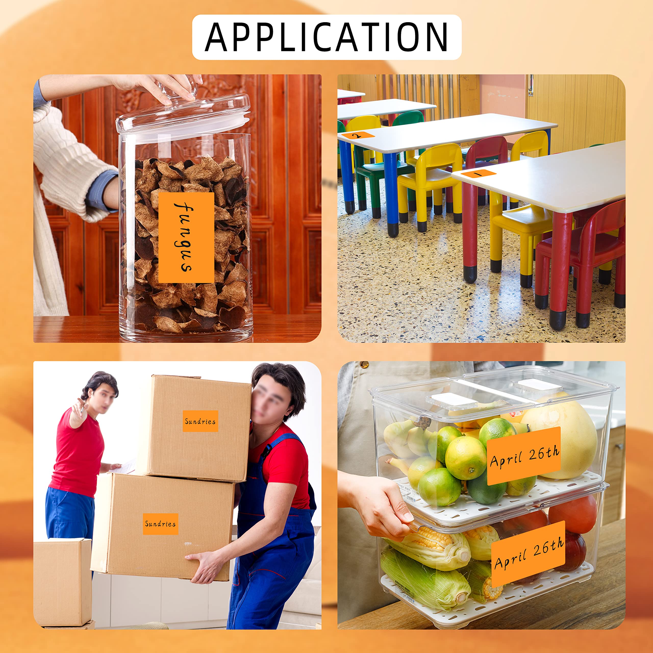 PARLAIM Lot de 500 autocollants rectangulaires de 7,6 x 12,7 cm (orange)