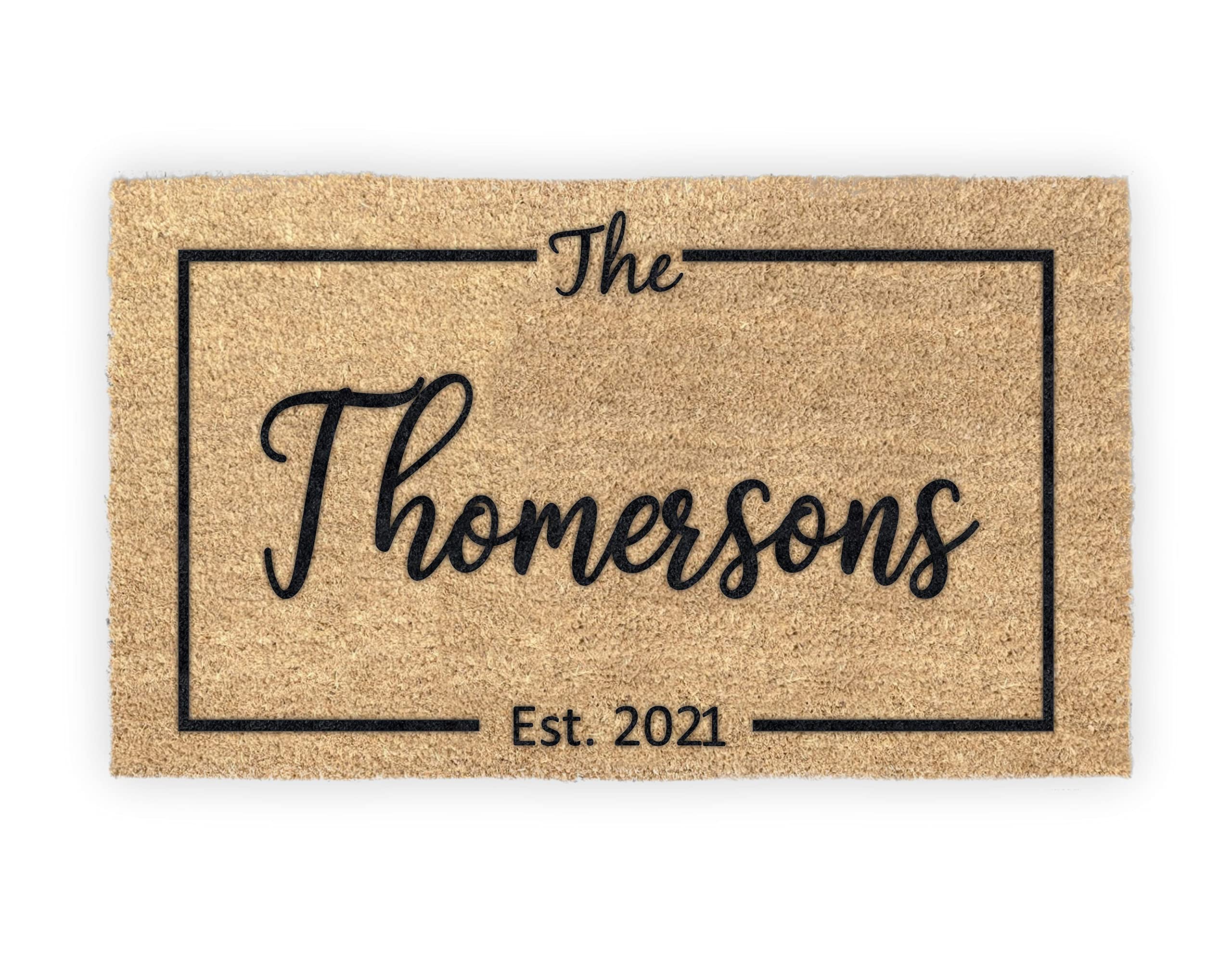 Personalized Last Name Coir Coconut Husk Doormat Door Mat 18x30 or 24x36 (18
