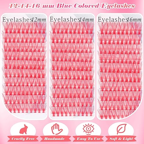 Miniatura 5 de 270 racimos de pestañas de colores de 0.460.550.630 pulgadas, longitud mixta, pestañas individuales, extensiones de pestañas de visón natural para