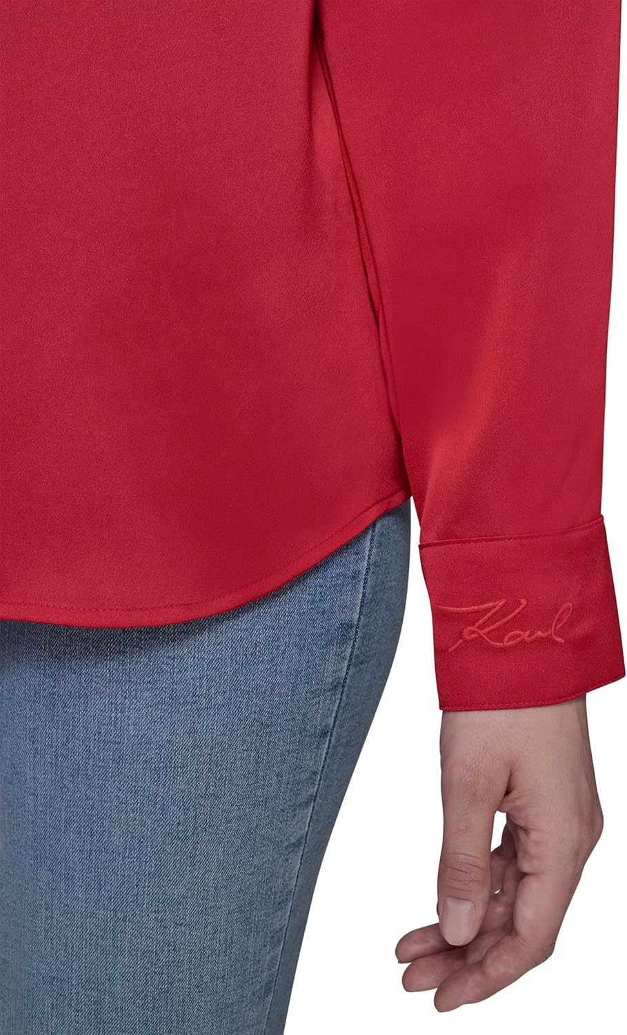 Karl Lagerfeld Womens Long Sleeve Collared Neck Crystal Collar Elevated Button Down - Image 7