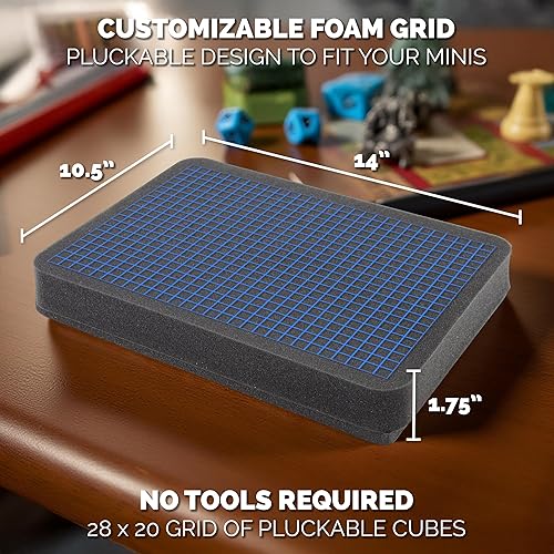 Miniatura 4 de CASEMATIX Funda rígida de almacenamiento en miniatura, funda de espuma personalizable de doble capa para transportar miniaturas estándar, unidades