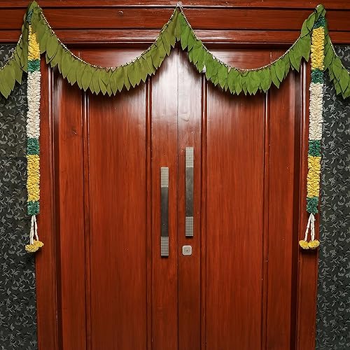 Miniatura 3 de Desi Favors Guirnalda de hojas de mango de seda artificial para puerta, toran verde para decoración india, telón de fondo, boda, Diwali, Pooja,