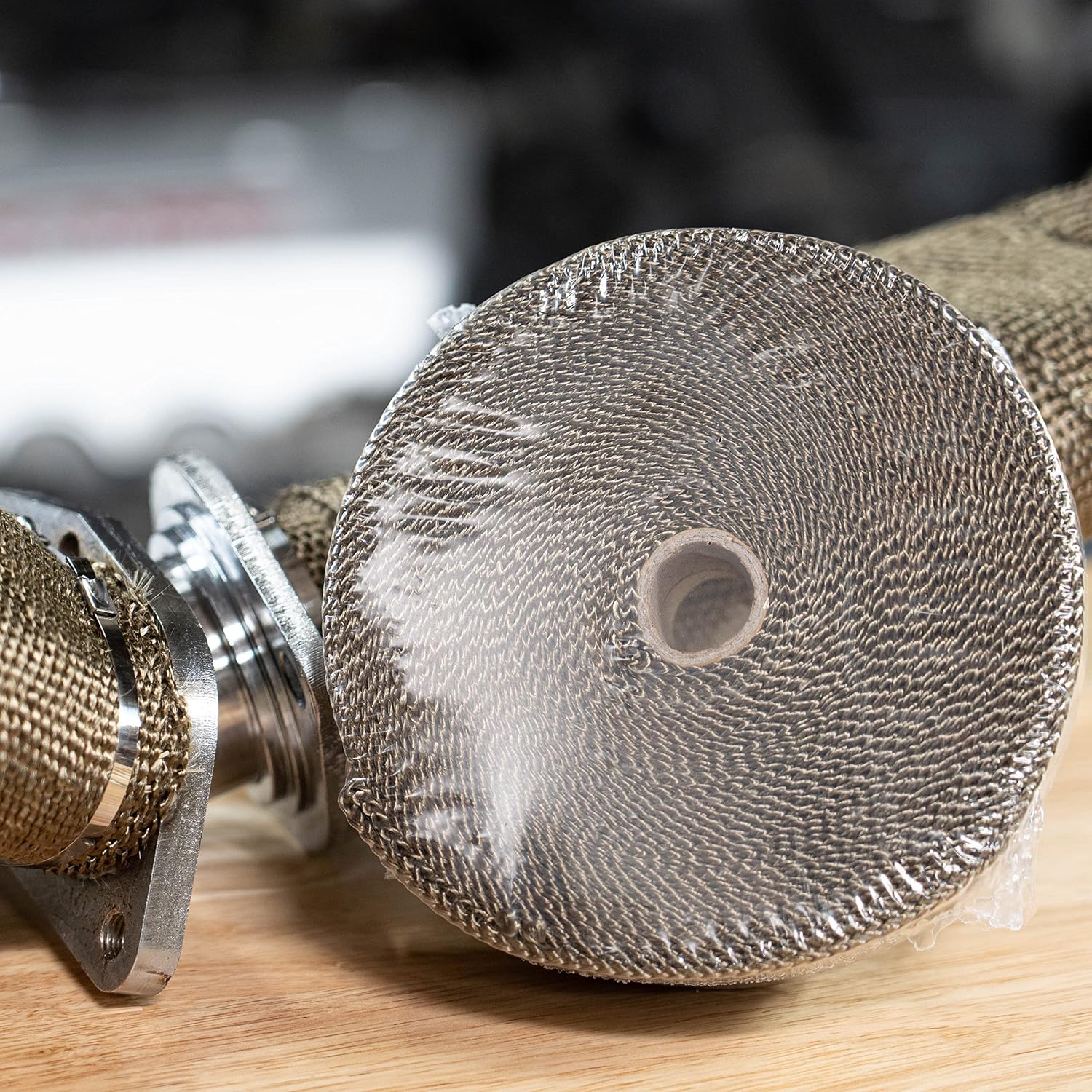 SunplusTrade 2" x 50' Titanium Exhaust Wrap for Motorcycle Car Headers with Stainless Steel Zip Ties