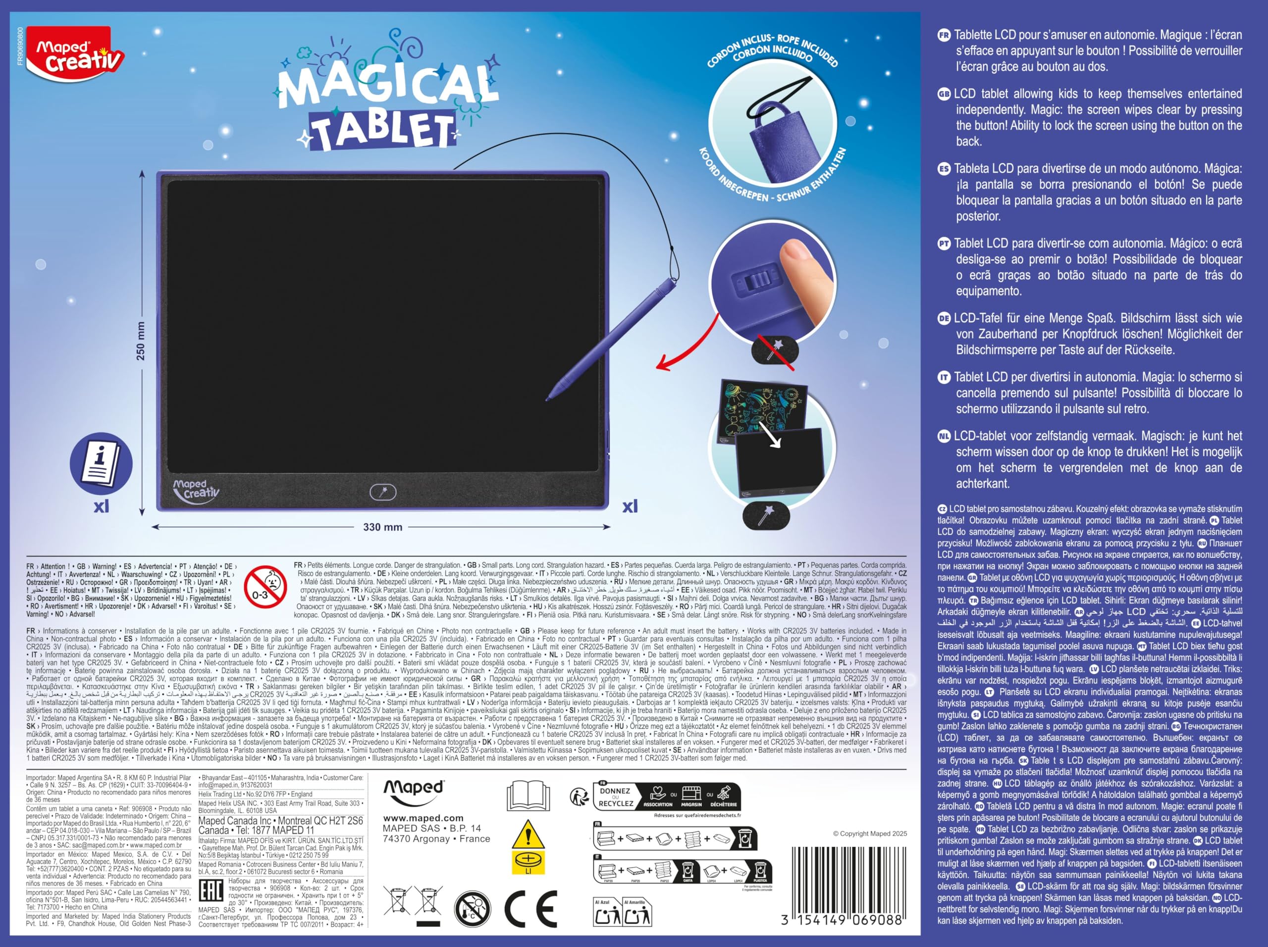 MAPED CREATIV - TABLETTE Magique LCD XXL (16 pouces)