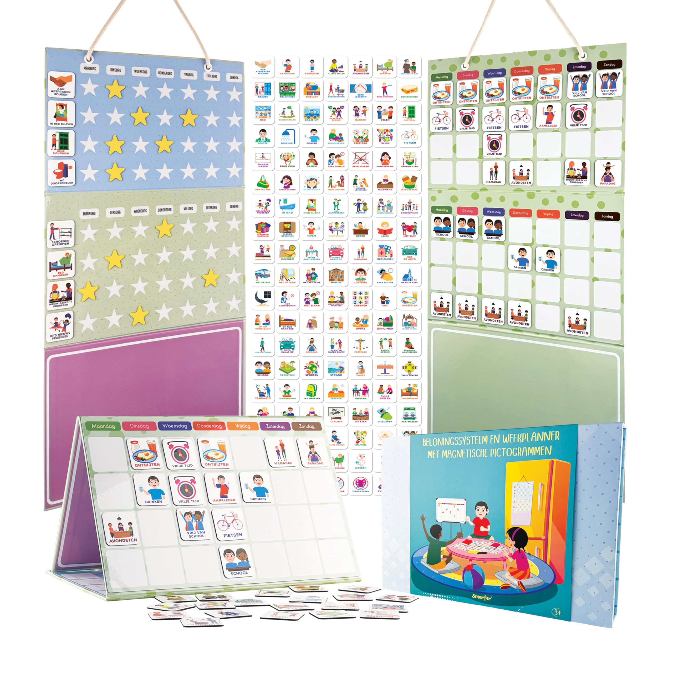 Smarfer - Magnetic icons - Reward system - for weekly planner planning board for children - coloured icons - daily rhythm - routine - autism planner - magnets