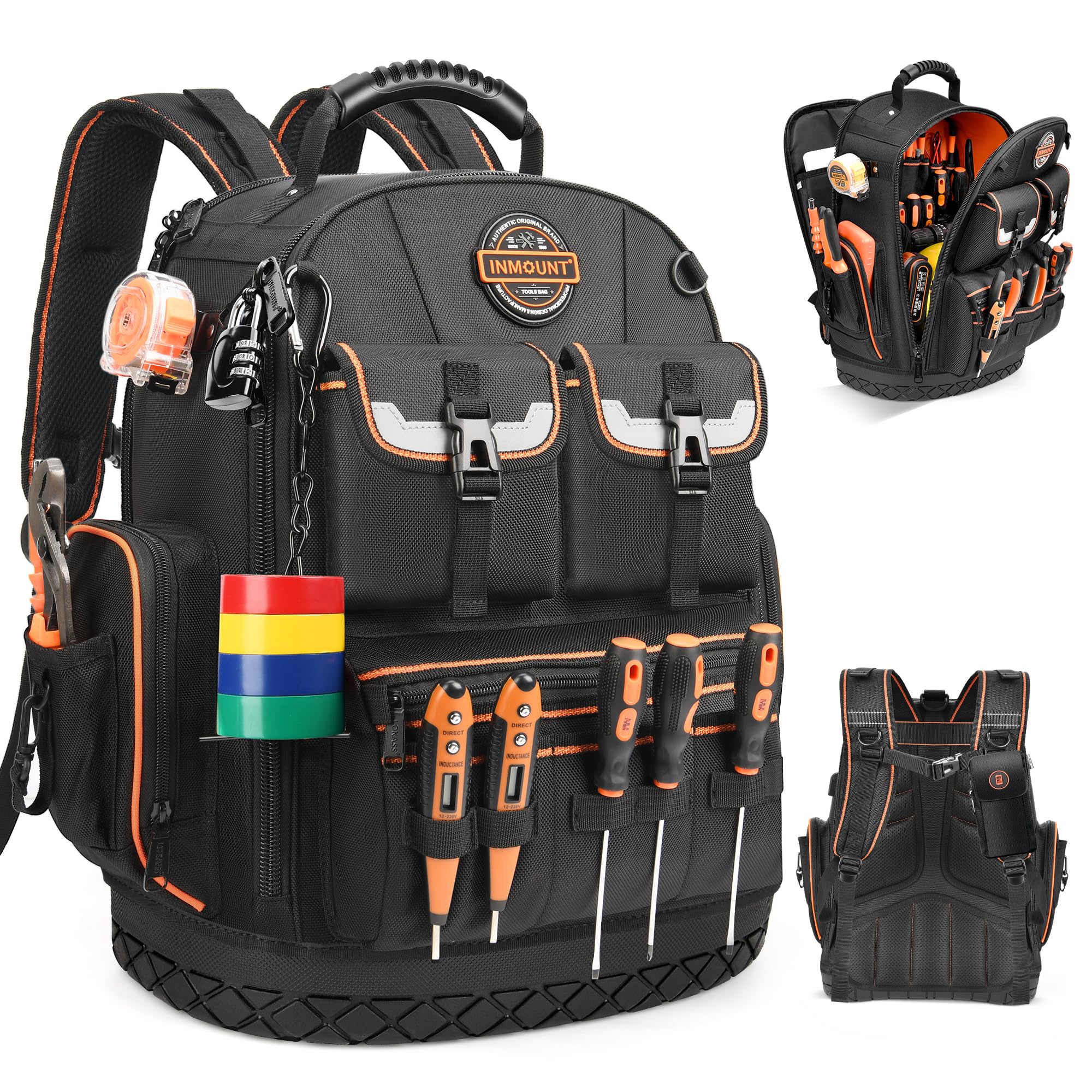 LOKASS Tool Backpack Heavy Duty with Molded Bottom, 1680D 56