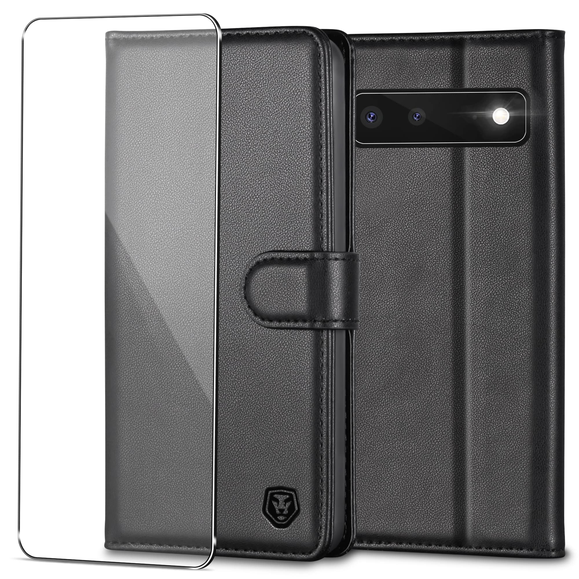 Compatible With Google Pixel 6 5G PU Leather Cover,Built-in Magnet,Compatible With Google Pixel 6 5G Flip Kick Stand Corner Fall Prevention Card Holder Wallet Red