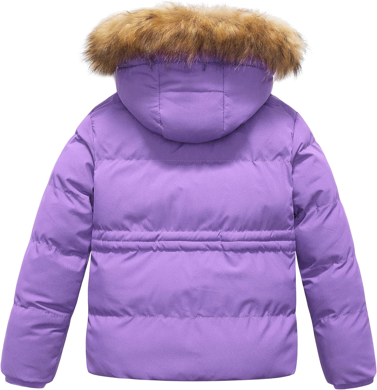 CREATMO US Girl's Kids Metallic Shiny Jacket with Detachable Fur Collar Warmth Winter Outerwear - Image 2