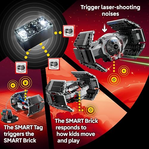 LEGO Star Wars 75421 SMART Play: Darth Vaders TIE Fighter - Interaktives All-in-1 Spielset mit SMART Brick, Tag, Minifigur & Ladegerät - Geschenk für Jungen, Mädchen ab 8 Jahren und Erwachsene Fans - 4