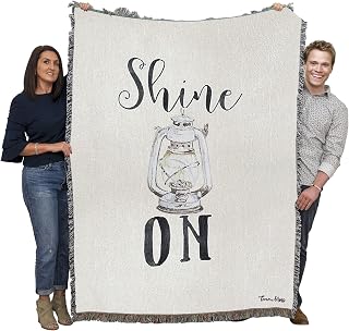 Pure Country Weavers Shine On Lantern Blanket by Tara Moss - Hiking Camping Lodge Cabin Gift Tapestry Throw Woven from Cotton - Made in The USA (72x54)