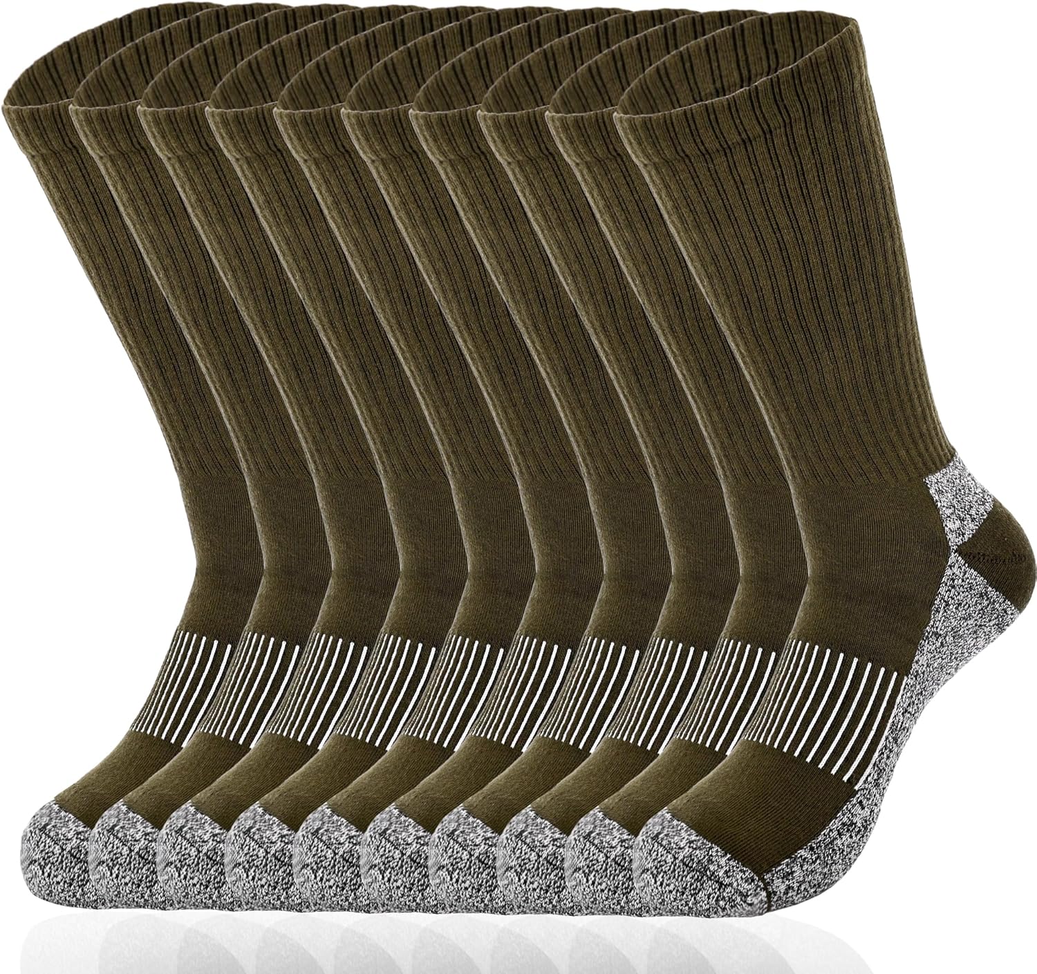 5 Pairs Mens Military Socks Army Green Hiking Sock Crew Boot Socks for Soldier Policemen Work Sports Hiking