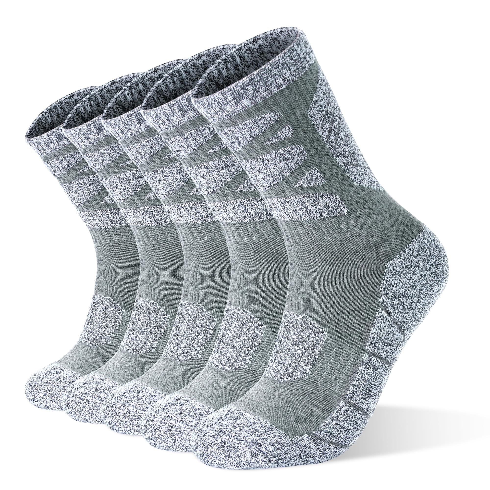 ARERWA Herren-Wandersocken Feuchtigkeitstransportierend Gepolstert 5 Paar Crew Sports Outdoor Gepolsterte Stiefel Dicke Freizeit-Baumwollsocken