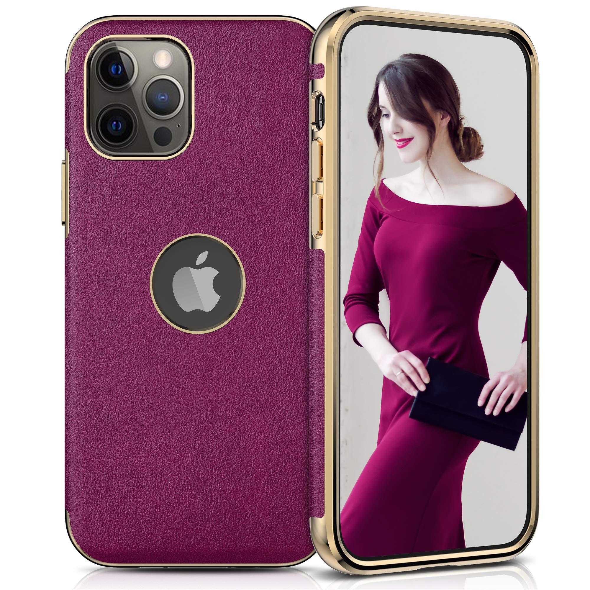 LOHASICfor iPhone 12 Pro Max Case for Women, Slim Soft Flexible Luxury PU Leather Cover, Durable Bumper Non-Slip Full Protective Phone Cases Compatible with iPhone 12 Pro Max(2020) 6.7" - Fuchsia