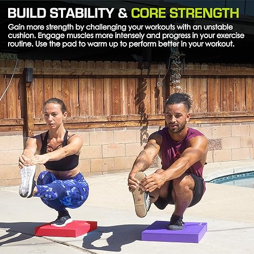 Miniatura 38 de ProsourceFit Cojín para ejercicios de equilibrio Tapete acojinado de espuma antideslizante y para apoyar las rodillas en entrenamientos de Negro