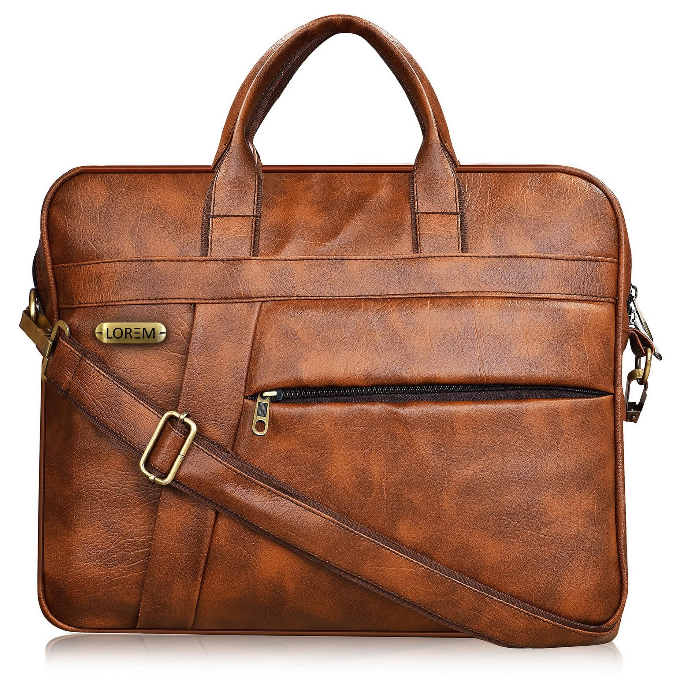 LOREM Tan Faux Leather 10L Laptop Messenger Bag for Men & Women BG03-UFBG (B0B4NRF13S) Amazon Price History, Amazon Price Tracker