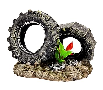 Pets Empire Tyre Wheel Wheels 13cm X 15cm Garden Submarine Ornament for Aquarium Decorations